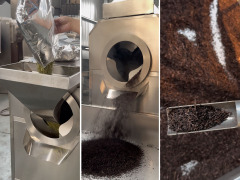 Electromagnetic roasting machine for tea leaves