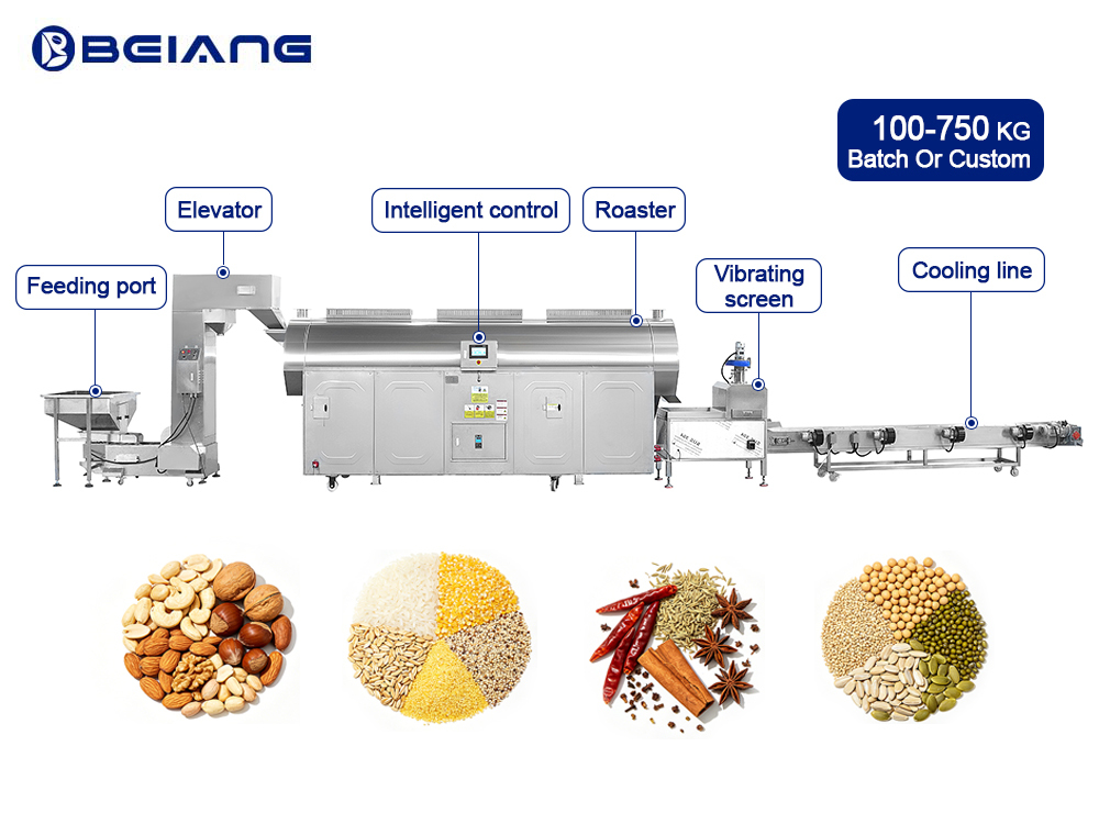 Large Continuous nut roasting production line