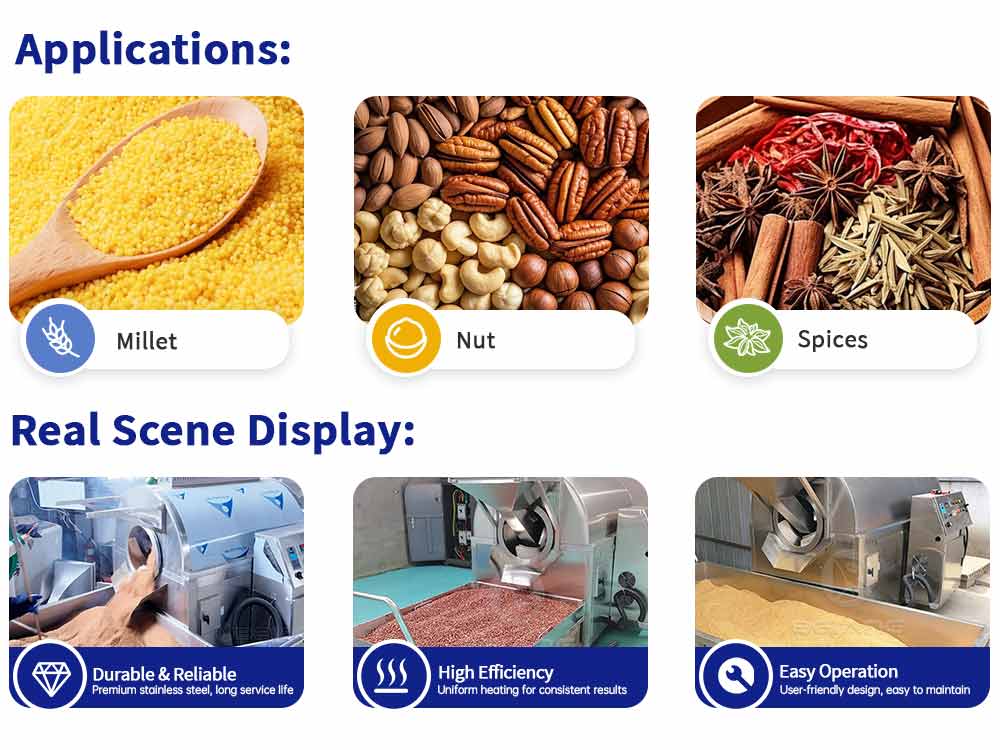 Applications of the automatic grain roasting machine