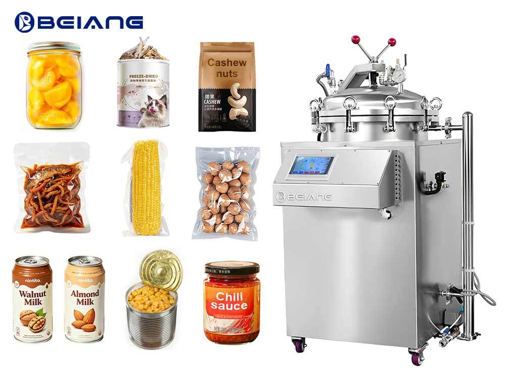 Vertical food autoclave sterilizer retort