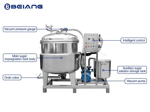 Structures of the vacuum sugar soaking machine