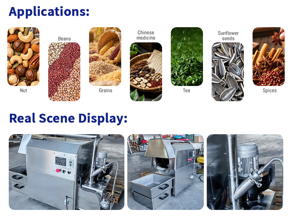Industrial Dust Removal Roasting Machine for Nuts Seeds and Grains