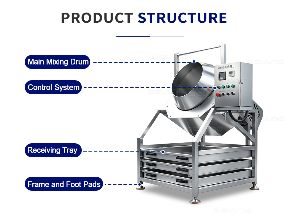 Rotary Drum Seasoning Machine | Nut Snack Flavoring Mixer