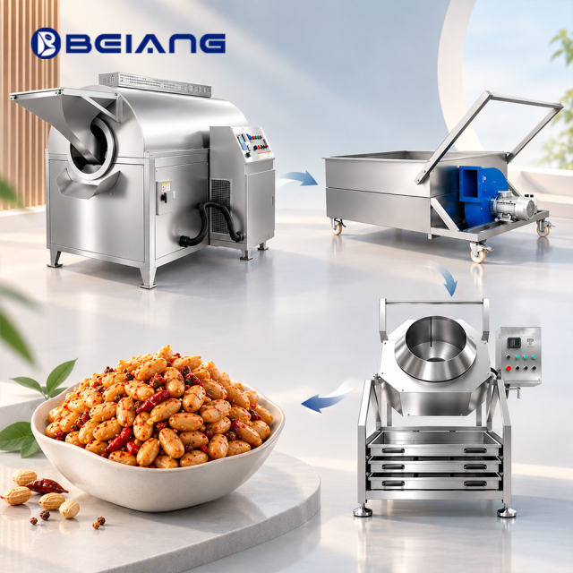 Automatic Spiced Peanut Production Line, Roasting-Cooling-Seasoning System