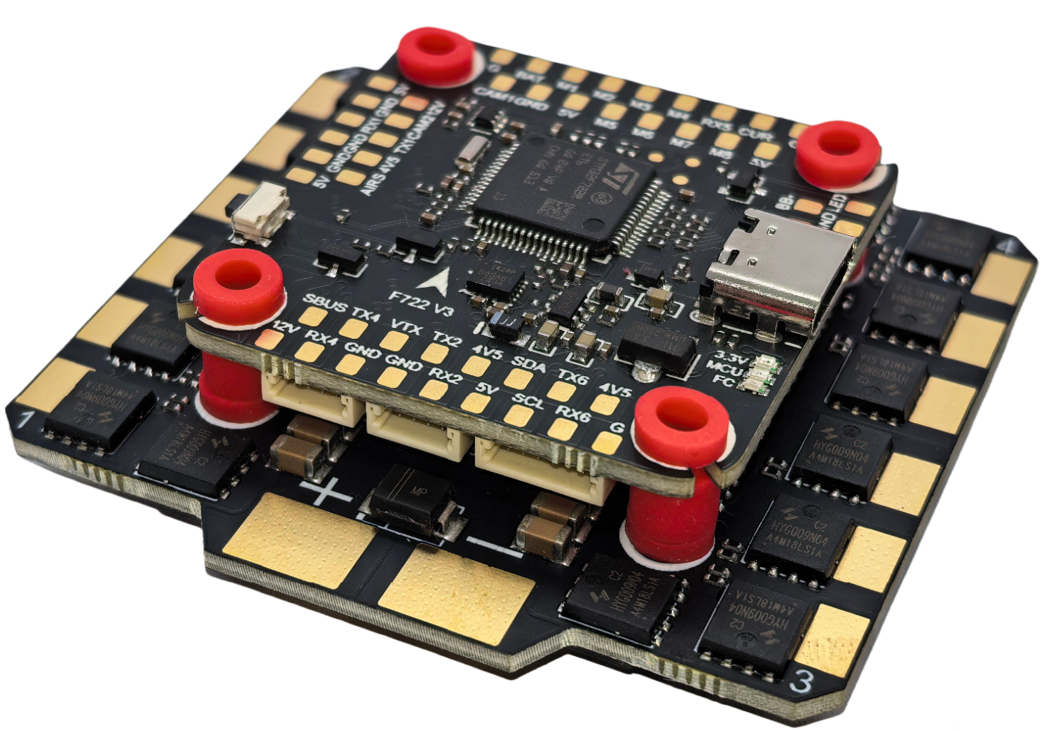 YunTuFPV F722v3 Stack Flight Controller BLs8 100A 3-8S 30.5x30.5mm 4-in-1 ESC