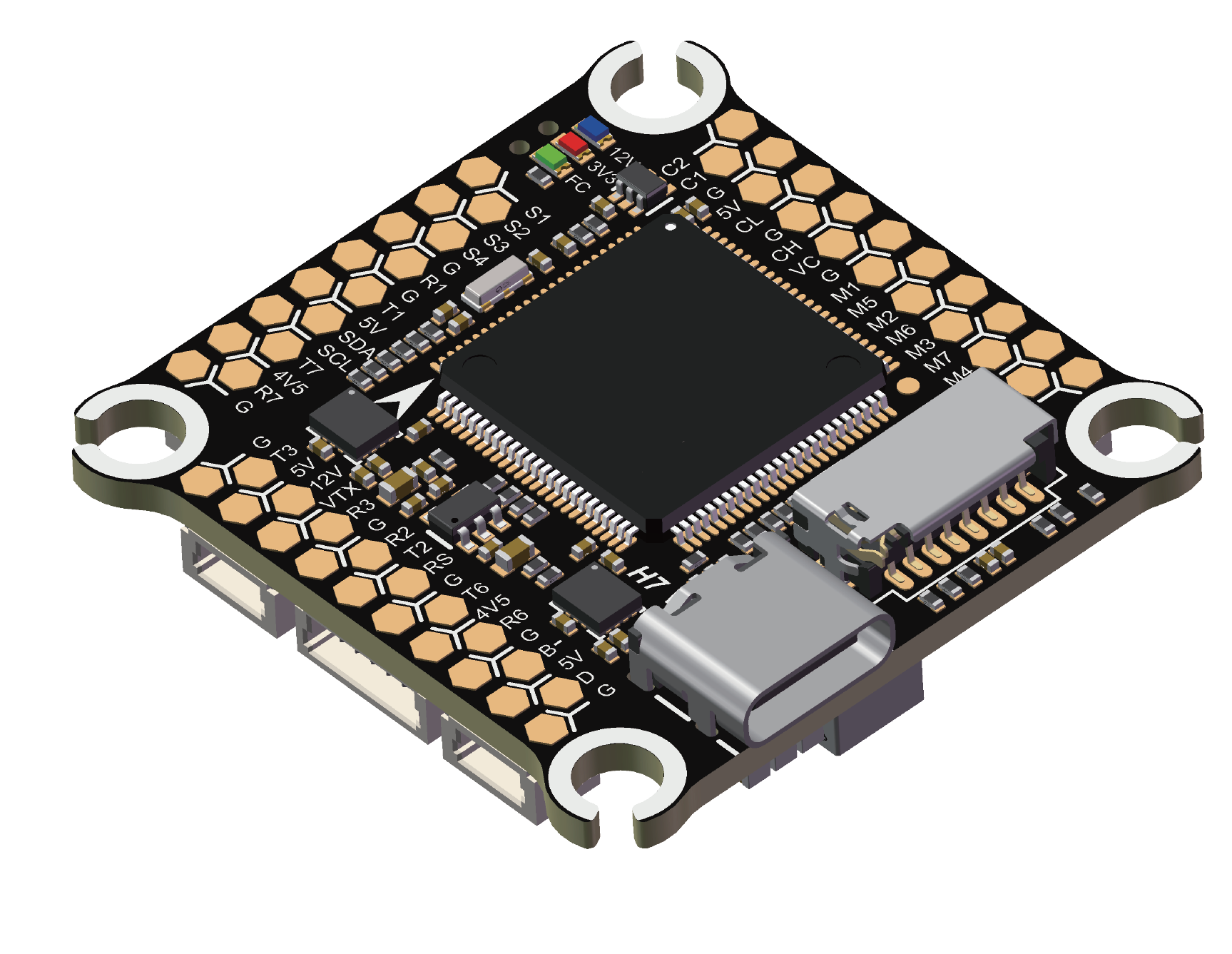 YuntuFPV F722v5  Flight Controller 3-12S   Motor output 8 30.5x30.5mm Dual camera OEM service custom logo