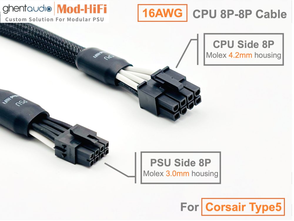 CPU 8P Cable for Corsair RMx-Shift Series: RM750x shift, RM850x shift, RM1000x shift, RM1200x shift
