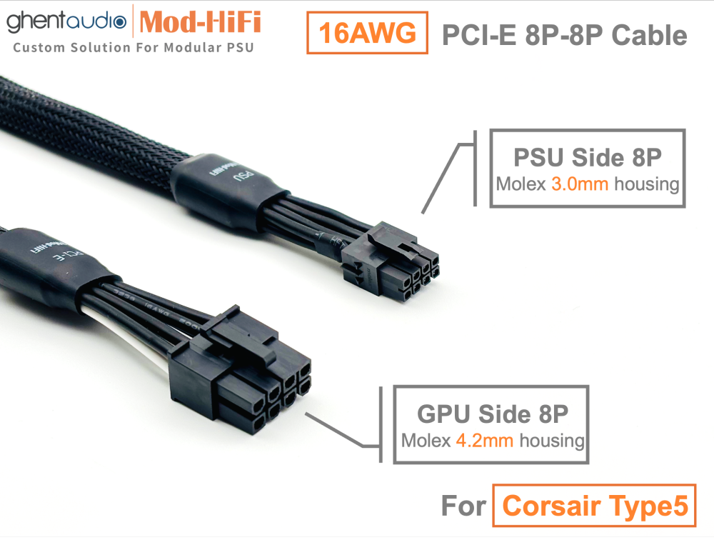 PCI-E GPU 8P Cable for Corsair RMx-Shift Series: RM750x shift, RM850x shift, RM1000x shift, RM1200x shift