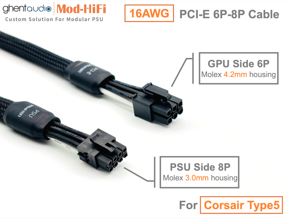 PCI-E GPU 6P Cable for Corsair RMx-Shift Series: RM750x shift, RM850x shift, RM1000x shift, RM1200x shift