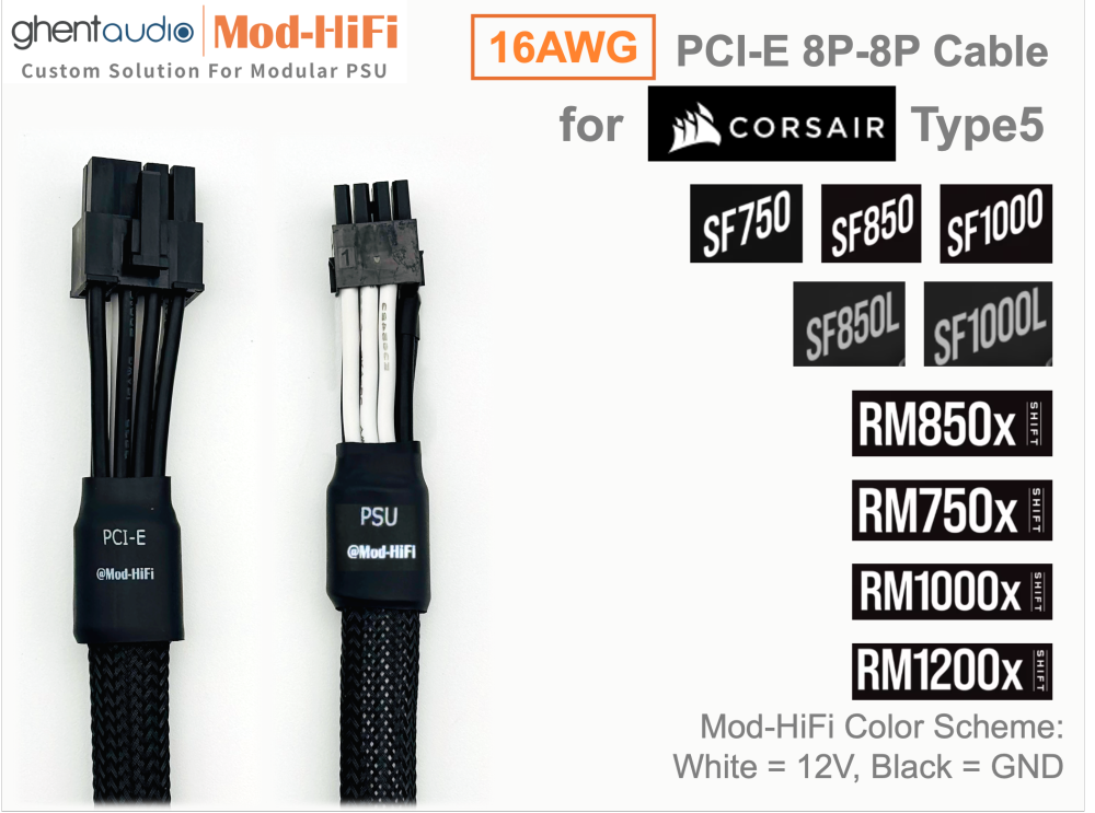 PCI-E GPU 8P Cable for Corsair RMx-Shift Series: RM750x shift, RM850x shift, RM1000x shift, RM1200x shift