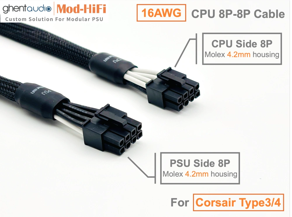 CPU 8P Cable for Corsair Type4: e.g. AX1000 | HX1200 | HX1500i | RM850 ...