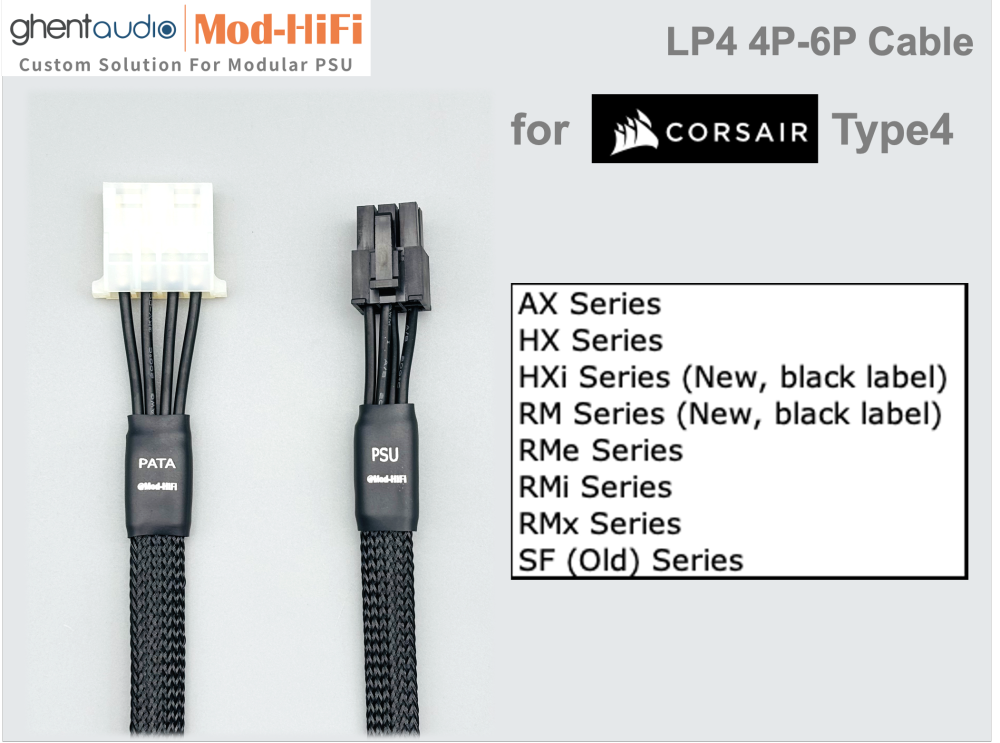 Molex LP4 Cable for Corsair RMi Series: RM650i, RM750i, RM850i, RM1000i