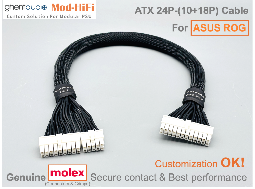 ATX 24-Pin Cable for ASUS: e.g. ROG THOR Platinum II 1200W | ROG LOKI SFX-L 850W Platinum | ROG STRIX 1000W Gold | TUF Gaming 750W Gold...