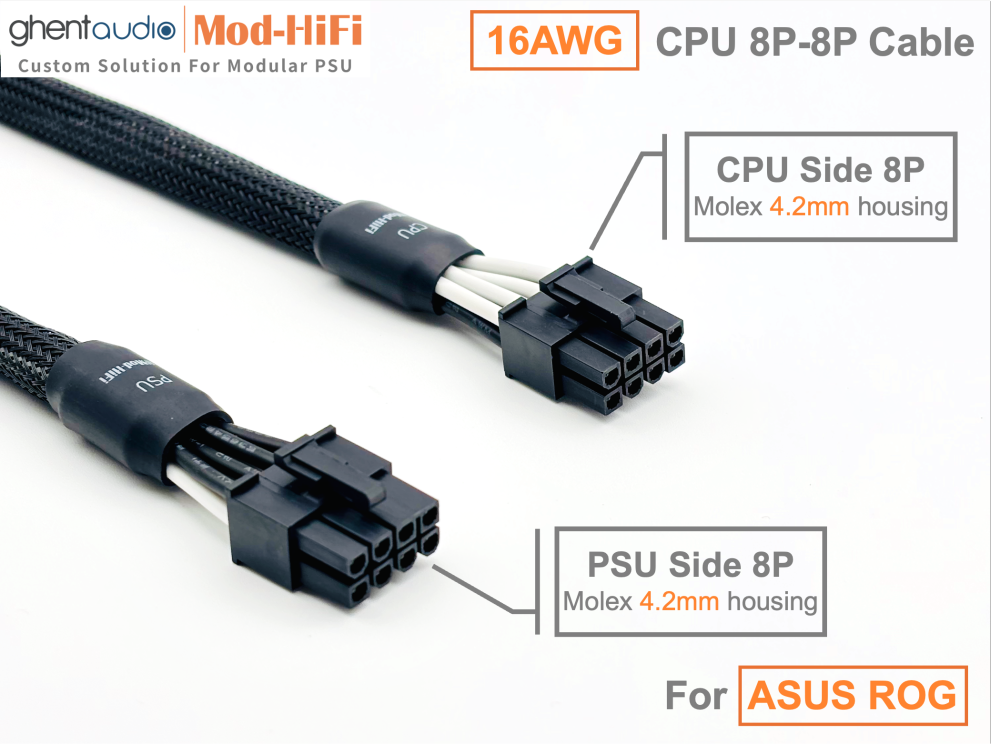 CPU 8P Cable for ASUS: e.g. ROG THOR Platinum II 1200W | ROG LOKI SFX-L 850W Platinum | ROG STRIX 1000W Gold | TUF Gaming 750W Gold...