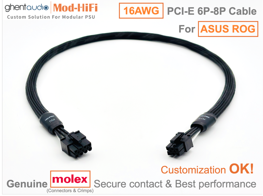 PCI-E GPU 6P Cable for ASUS: e.g. ROG THOR Platinum II 1200W | ROG LOKI SFX-L 850W Platinum | ROG STRIX 1000W Gold | TUF Gaming 750W Gold...