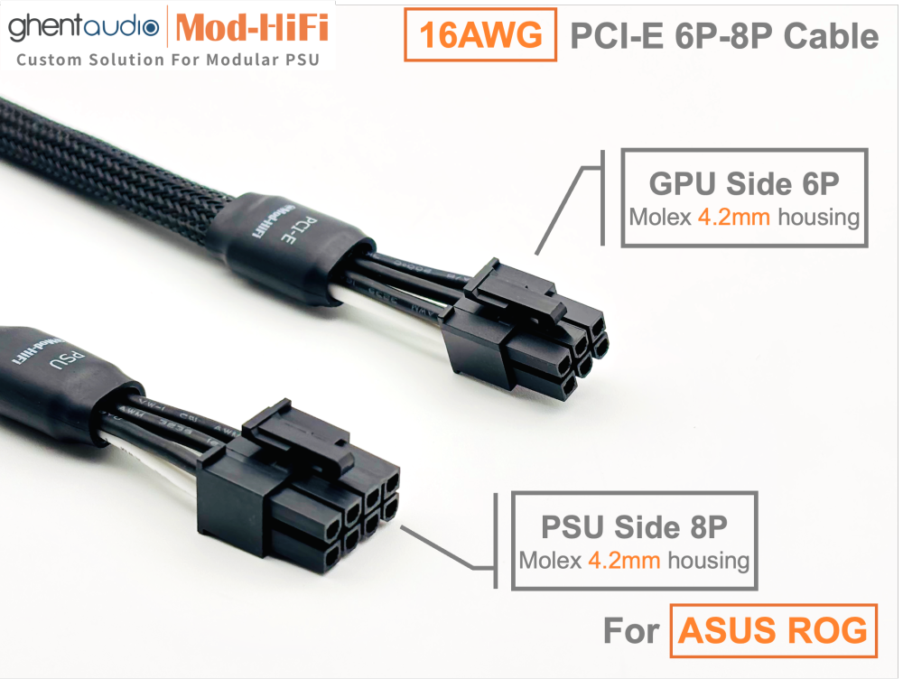 PCI-E GPU 6P Cable for ASUS: e.g. ROG THOR Platinum II 1200W | ROG LOKI SFX-L 850W Platinum | ROG STRIX 1000W Gold | TUF Gaming 750W Gold...
