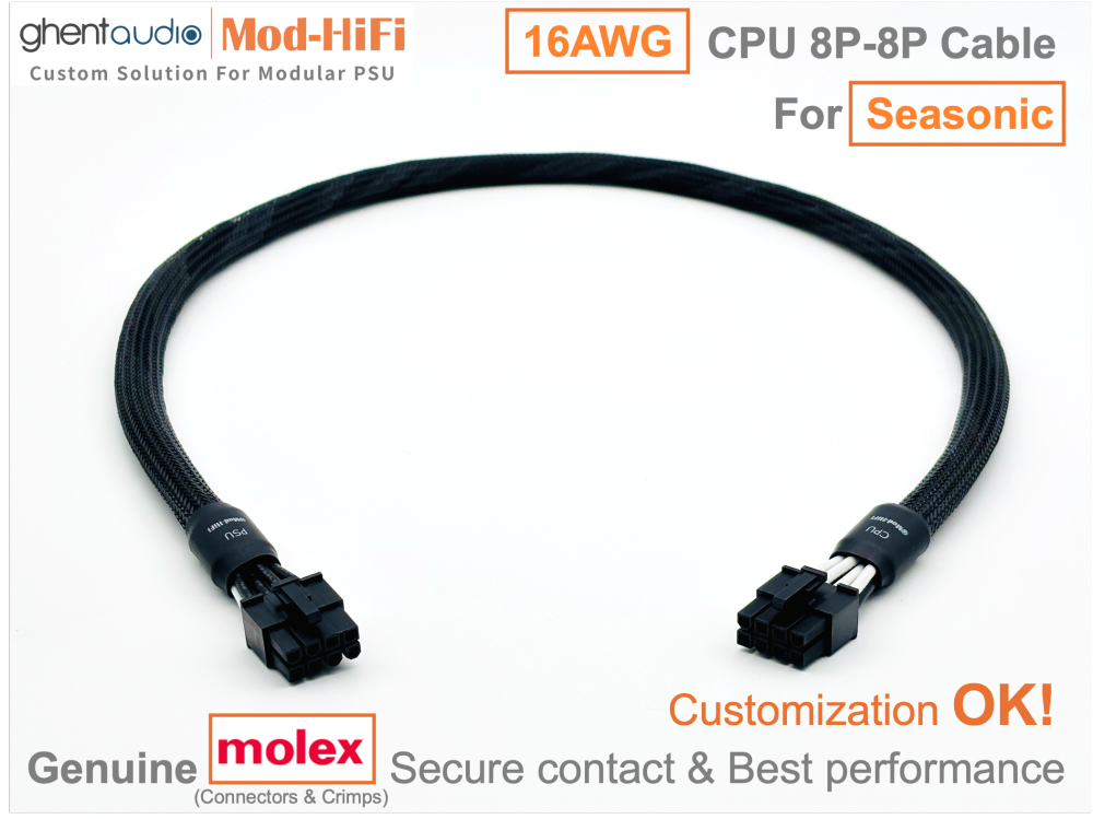 CPU 8P Cable for Seasonic: e.g. CORE Gold GX-650 | FOCUS Gold GM-850 | FOCUS Platinum PX-850 | PRIME ATX 3.1 TX-1600 | PRIME Platinum PX-1300 | VERTEX Platinum PX-1000...