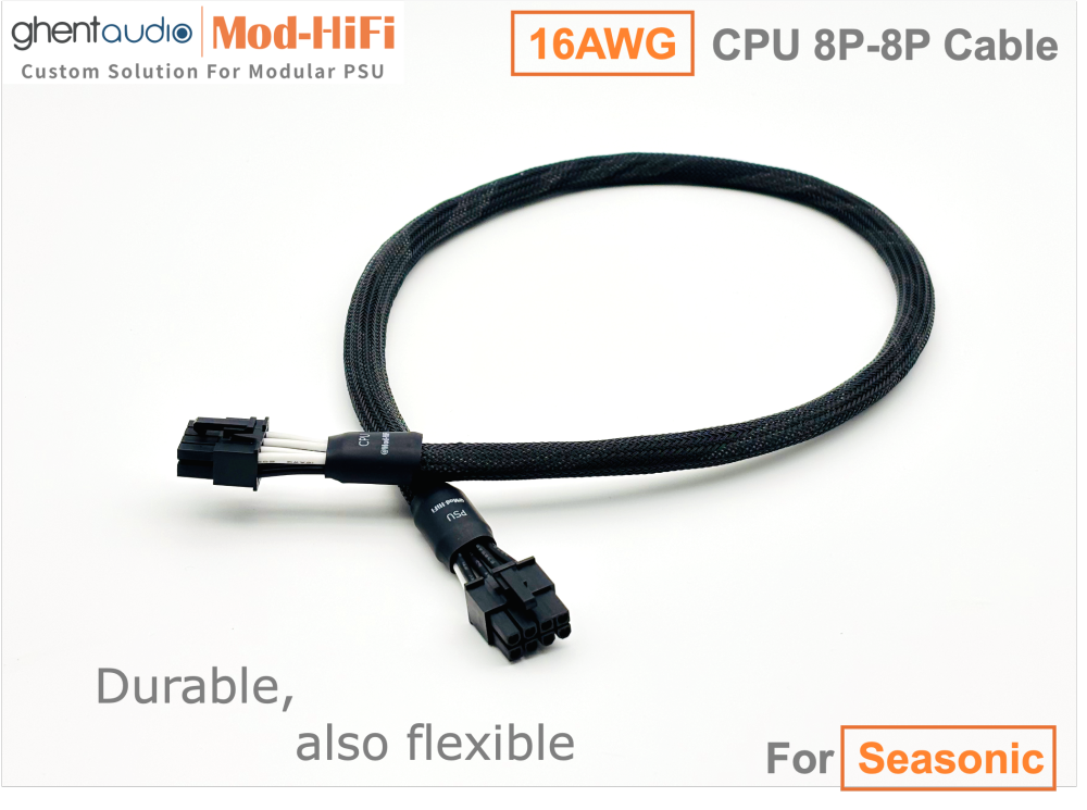CPU 8P Cable for Seasonic: e.g. CORE Gold GX-650 | FOCUS Gold GM-850 | FOCUS Platinum PX-850 | PRIME ATX 3.1 TX-1600 | PRIME Platinum PX-1300 | VERTEX Platinum PX-1000...