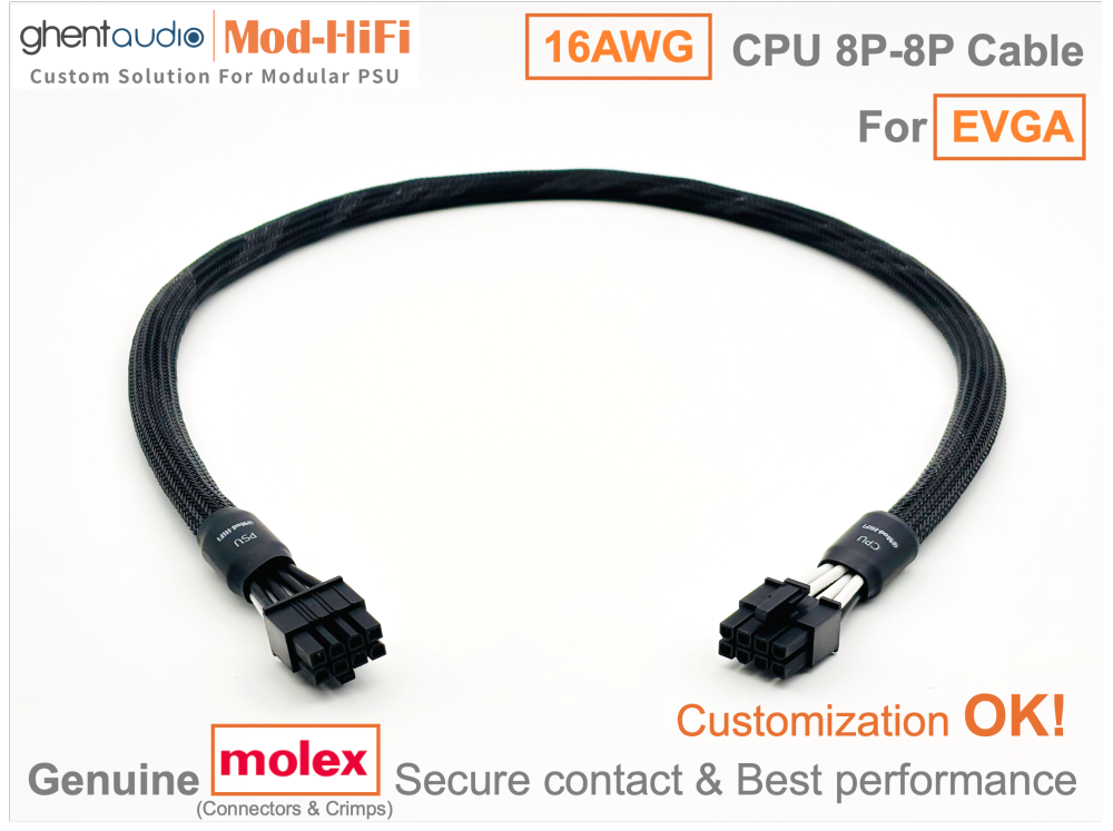 CPU 8P Cable for EVGA: e.g. B5 850W | SuperNOVA G+ 1300W | SuperNOVA G6 750W | SuperNOVA P5 1000W | SuperNOVA T2 1600W...