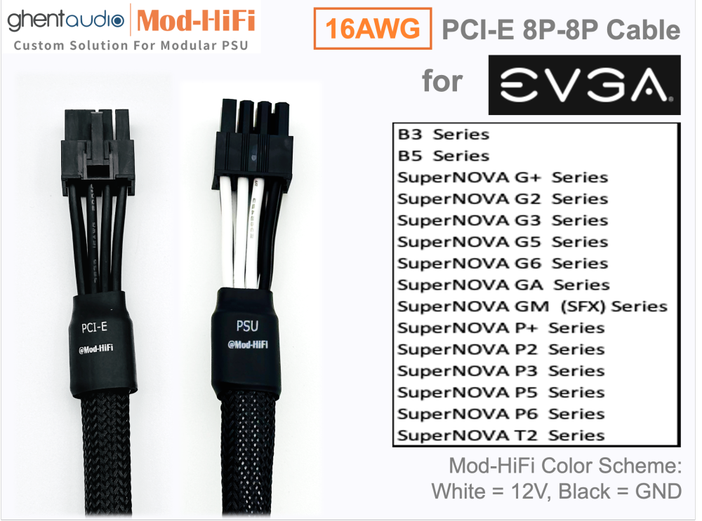 PCI-E GPU 8P Cable for EVGA: e.g. B5 850W | SuperNOVA G+ 1300W | SuperNOVA G6 750W | SuperNOVA P5 1000W | SuperNOVA T2 1600W...