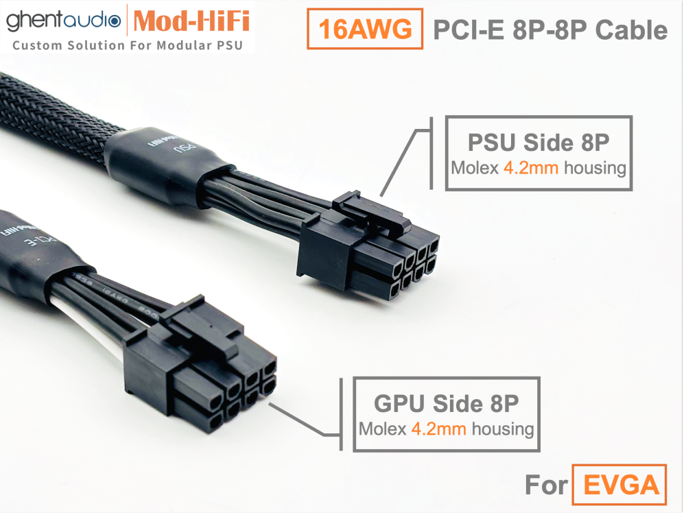 PCI-E GPU 8P Cable for EVGA: e.g. B5 850W | SuperNOVA G+ 1300W | SuperNOVA G6 750W | SuperNOVA P5 1000W | SuperNOVA T2 1600W...