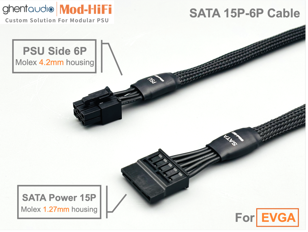 SATA 15P Cable for EVGA SuperNOVA T2  Series: 850W, 1000W, 1600W