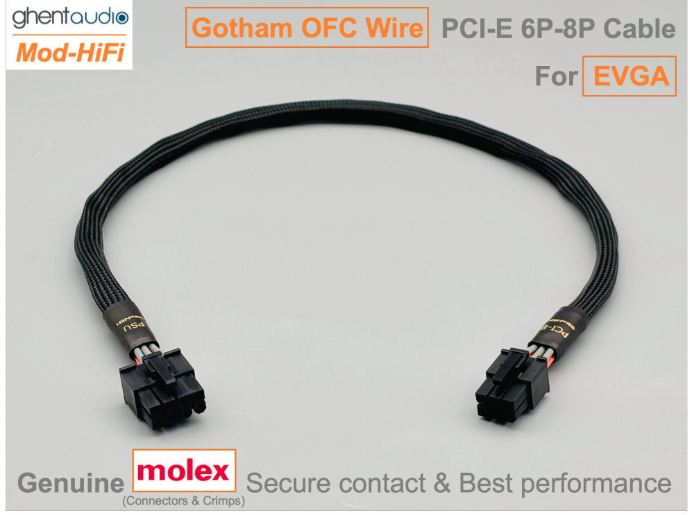PCI-E GPU 6P Cable for EVGA: e.g. B5 850W | SuperNOVA G+ 1300W | SuperNOVA G6 750W | SuperNOVA P5 1000W | SuperNOVA T2 1600W...