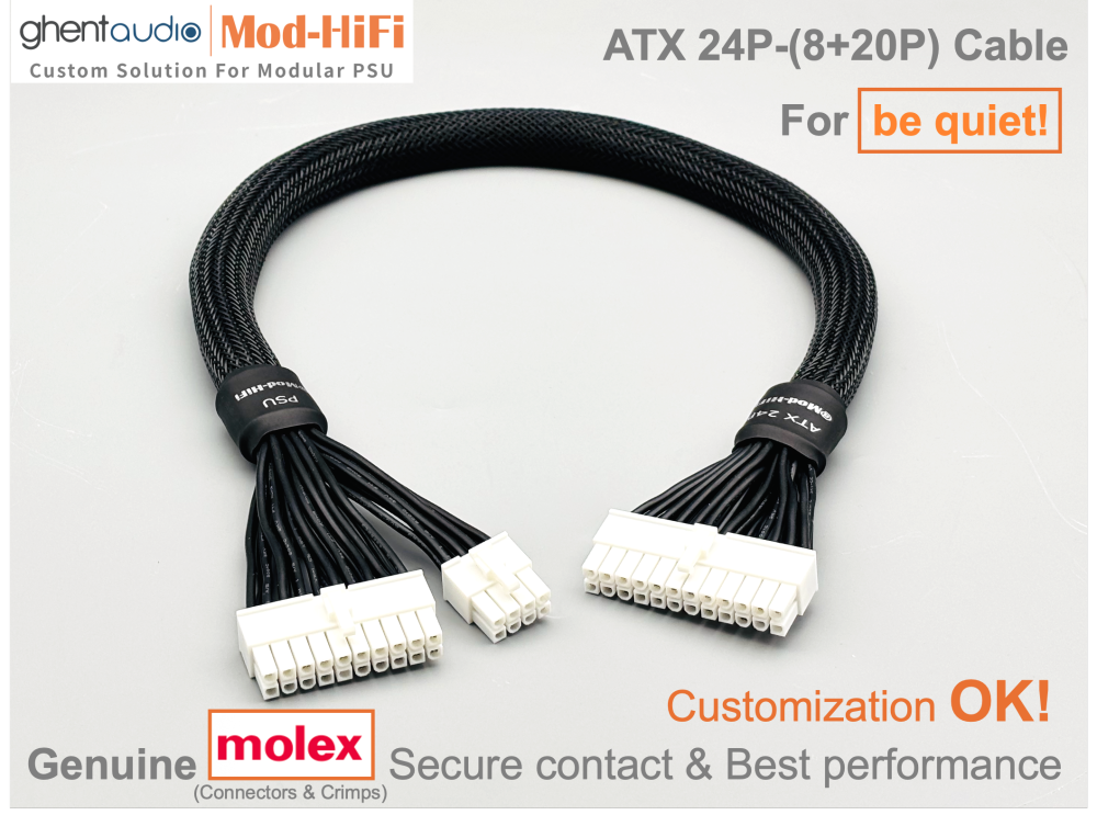 ATX 24-Pin Cable for be quiet!: e.g. Dark Power 13 Pro 1300W | Power Zone 2 850W | Pure Power 12M 1000W | SFX-L 600W | Straight Power 12 1200W...