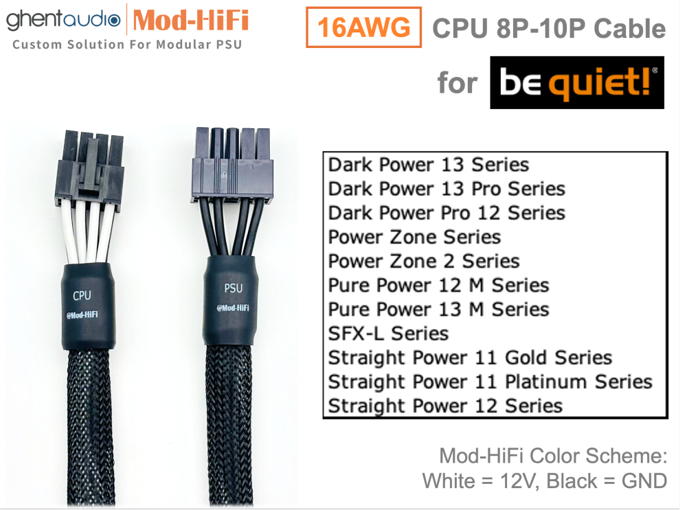 CPU 8P Cable for be quiet!: e.g. Dark Power 13 Pro 1300W | Power Zone 2 850W | Pure Power 12M 1000W | SFX-L 600W | Straight Power 12 1200W...