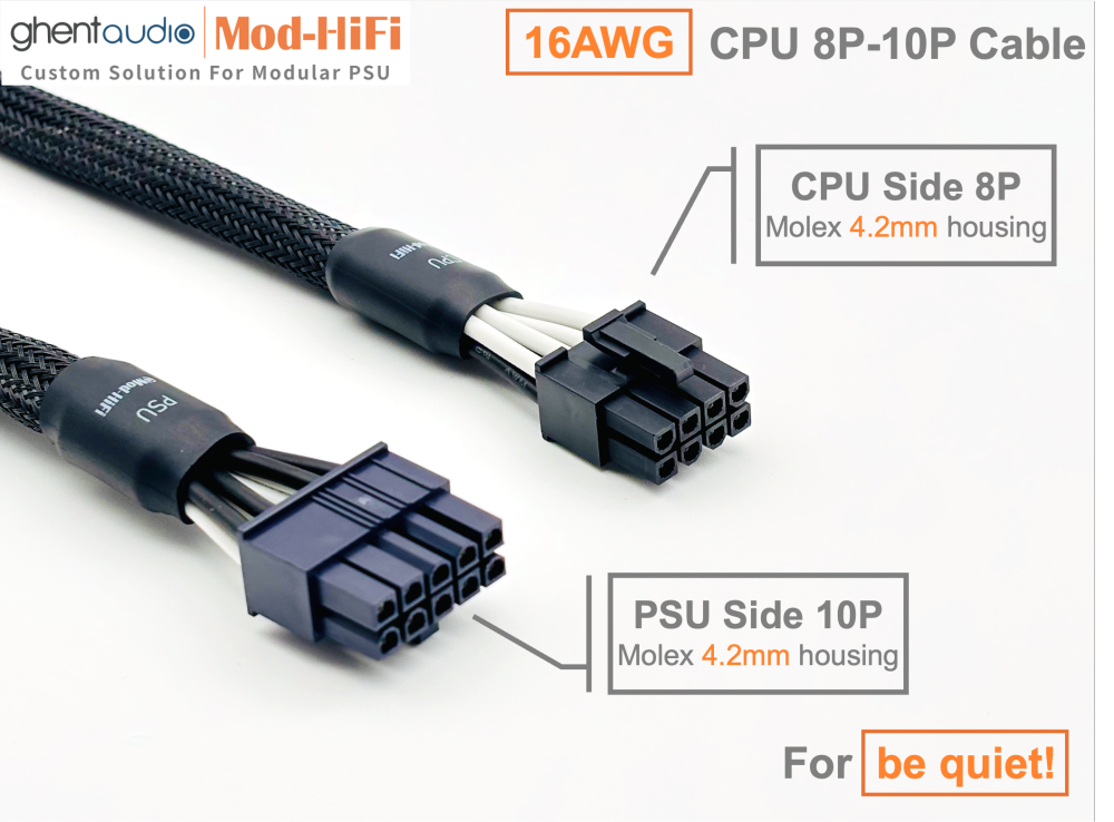 CPU 8P Cable for be quiet!: e.g. Dark Power 13 Pro 1300W | Power Zone 2 850W | Pure Power 12M 1000W | SFX-L 600W | Straight Power 12 1200W...