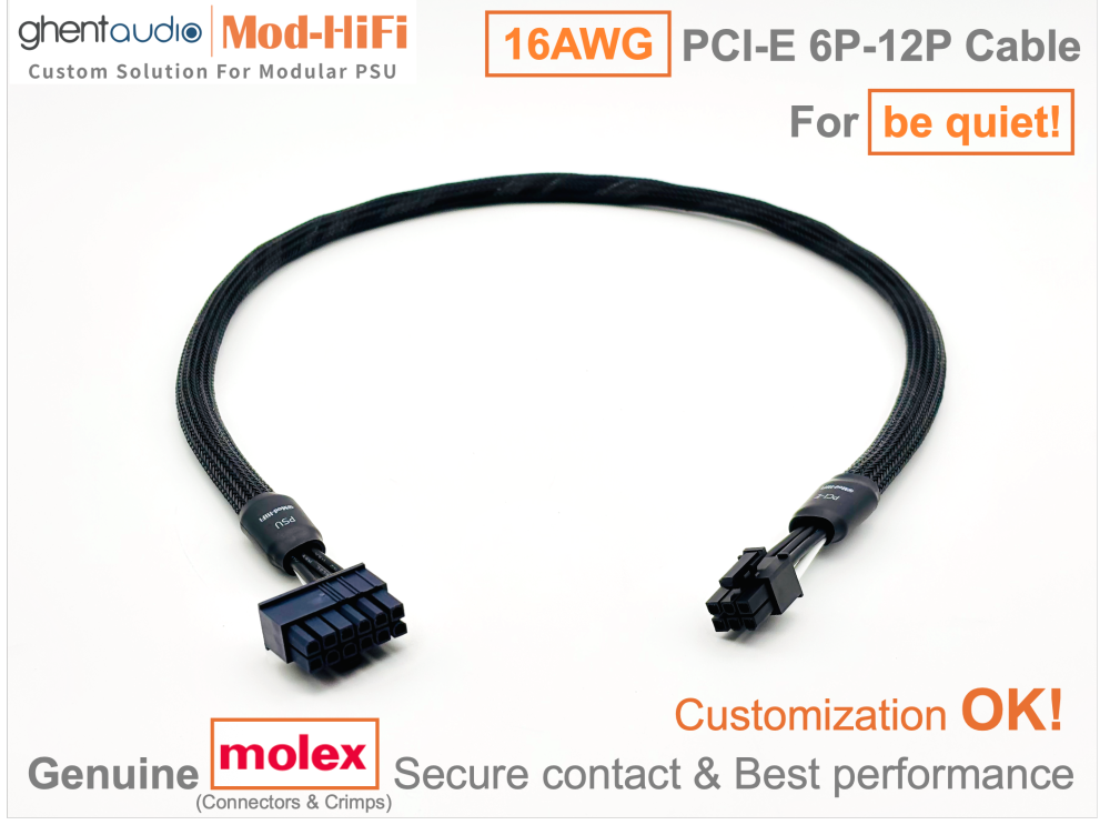 PCI-E GPU 6P Cable for be quiet!: e.g. Dark Power 13 Pro 1300W | Power Zone 2 850W | Pure Power 12M 1000W | SFX-L 600W | Straight Power 12 1200W...