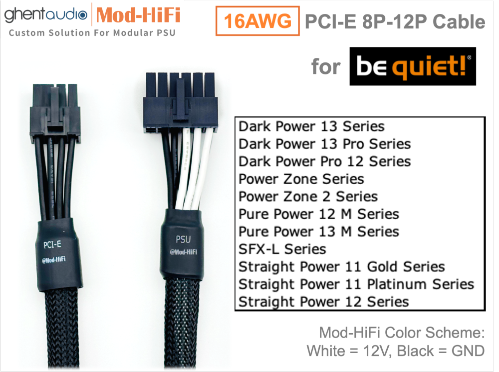 PCI-E GPU 8P Cable for Be Quiet! Pure Power 12 M Series: 1200W, 1000W, 850W, 750W, 650W, 550W