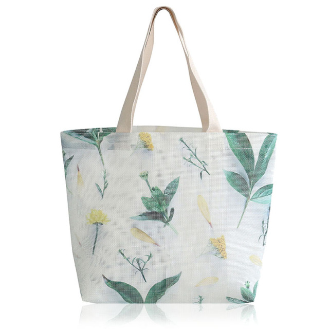 HAB067 Floral Print Mesh Bag Totebag