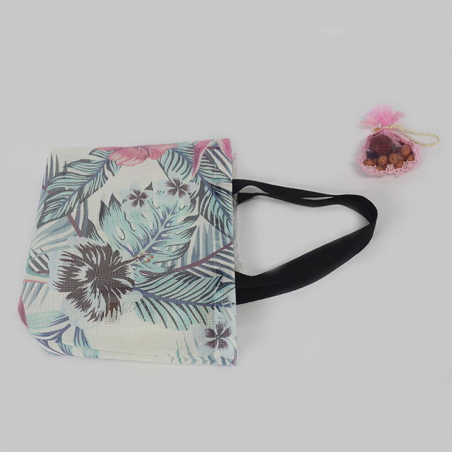 HAB068 Floral Print Mesh Bag Totebag