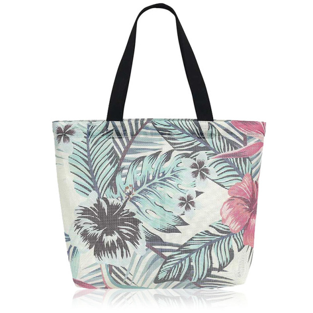 HAB068 Floral Print Mesh Bag Totebag