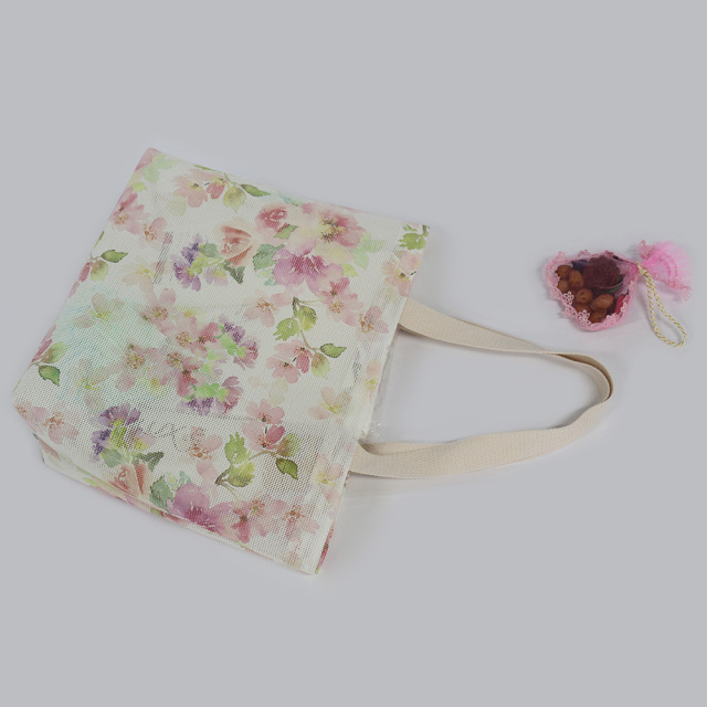 HAB069 Floral Print Mesh Bag Totebag