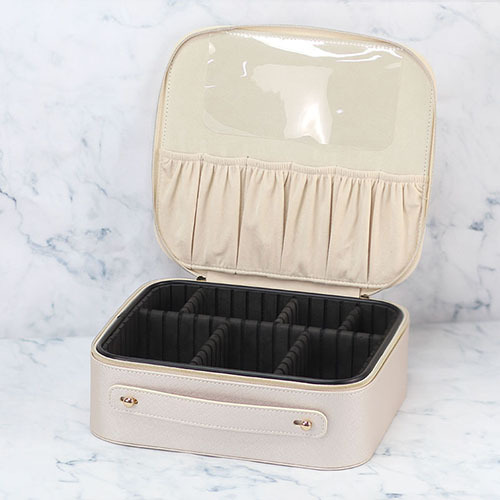 Fixed-divider PU makeup case COC009