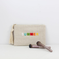 Flat Pouch Cosmetic Bag Jute - CBJ021
