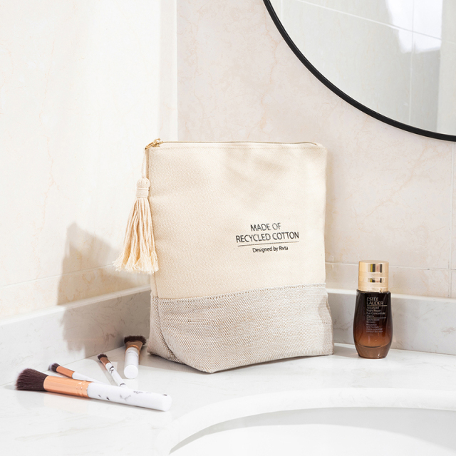 Custom Recycled Cotton Cosmetic Bag for Beauty Brand Projects - CBC090
