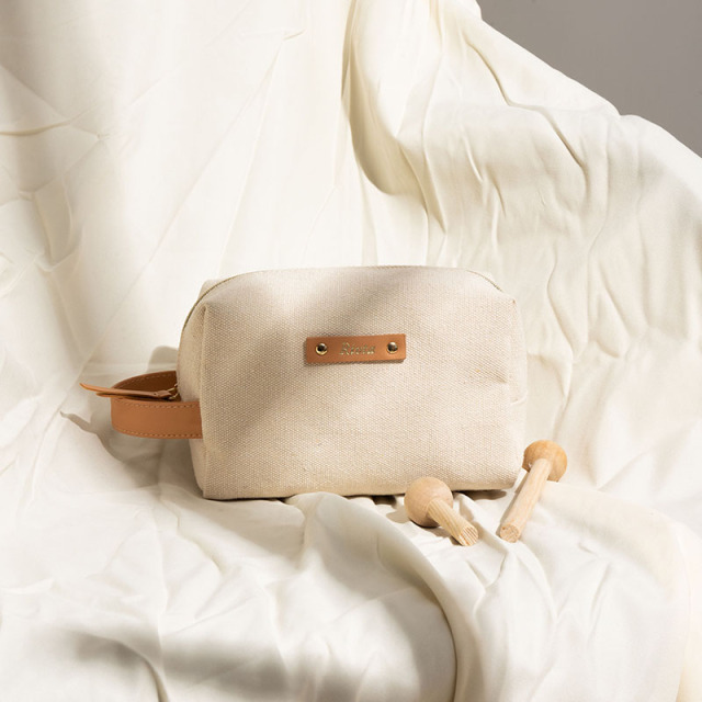 Custom Recycled Cotton Cosmetic Bag For Wholesale