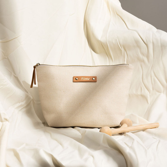 Custom Recycled Cotton Cosmetic Bag For Wholesale