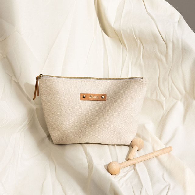 Custom Recycled Cotton Cosmetic Pouch For Wholesale