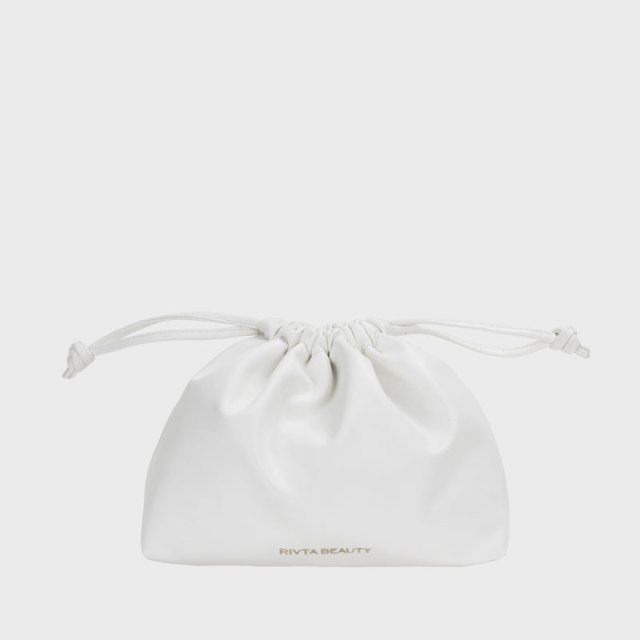 White Drawstring Bags Made of PU Leather - CBP204