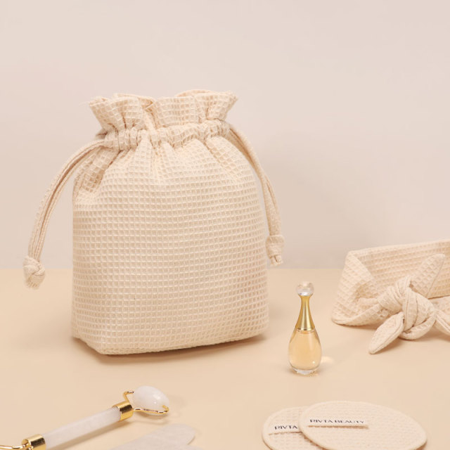 Custom Organic Cotton Drawstring Bag for Beauty Brand Projects - CBC126