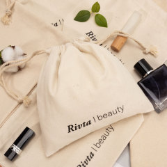 Custom 100% Cotton Medium Drawstring Bag for Beauty Brand Projects - CBC157