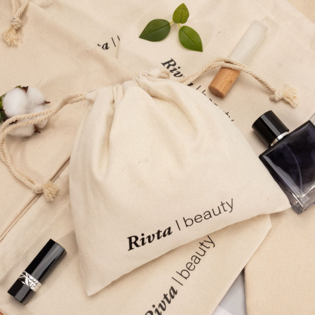 Custom 100% Cotton Medium Drawstring Bag for Beauty Brand Projects - CBC157