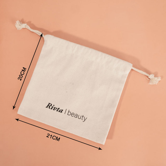 Custom 100% Cotton Medium Drawstring Bag for Beauty Brand Projects - CBC157
