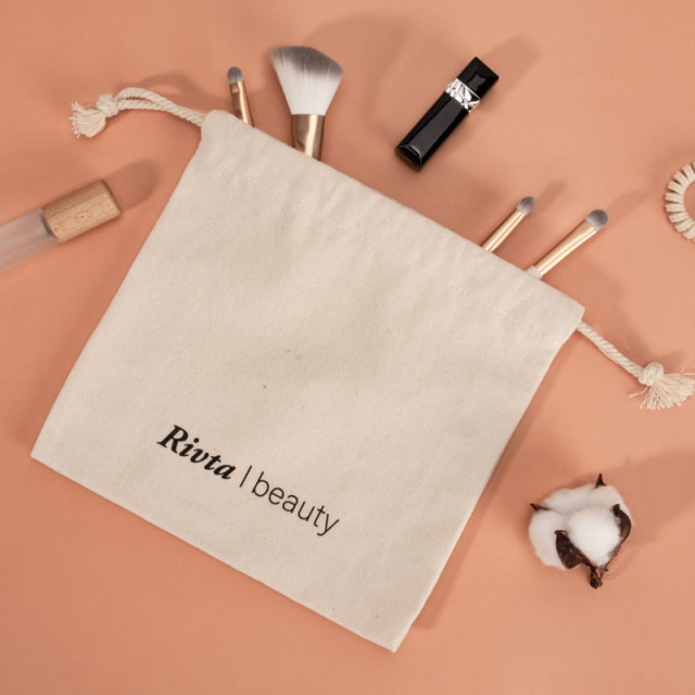 Custom 100% Cotton Medium Drawstring Bag for Beauty Brand Projects - CBC157