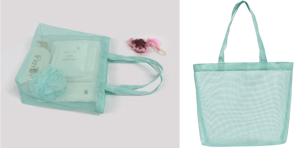 Mesh cosmetic bag structure and zipper detail