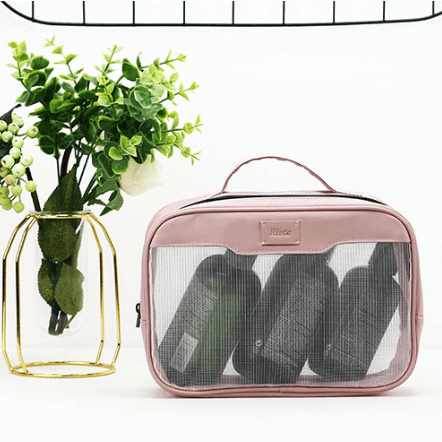 Mesh toiletry bag travel organizer